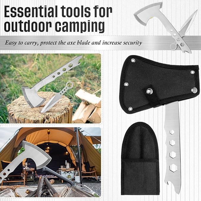6 Pack Throwing Axes 10 Inch Full Tang Throwing Axes Tomahawks Set Stainless Steel Balanced Axes with Nylon Sheath Bottle Opener Wrench for Competiton Recreation
