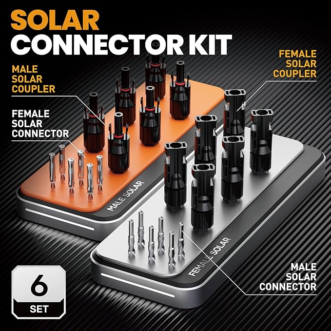 SOMELINE Solar Connector Crimping Tool Kit 14-10 AWG Crimper for Solar Panel Cables Connectors Toolbox Kit with 6 Pairs of Solar Connectors and Wrenches Strippers Crimpers and Cable Cutter