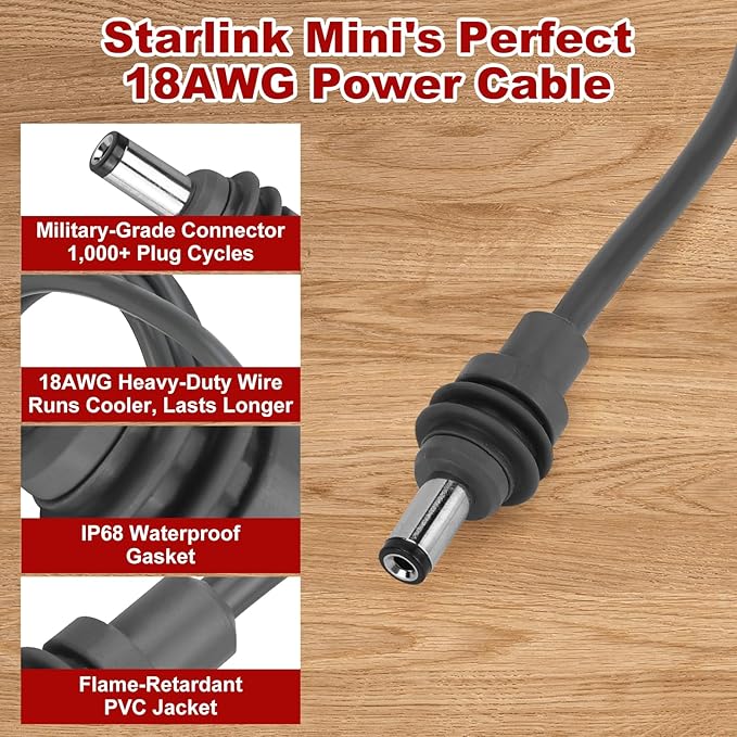 Starlink Mini Battery Adapter Compatible with Milwaukee M18 Starlink Mini Power Cable for 18V Battery 3.2FT 18AWG Battery Adapter DC Power Cable