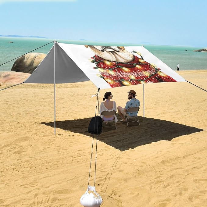 ALAZA Christmas Dog Light Beach Tent Sun Shelter Portable Canopy Sunshade for Outdoor Camping Picnics Backyard Fun 10x9 ft