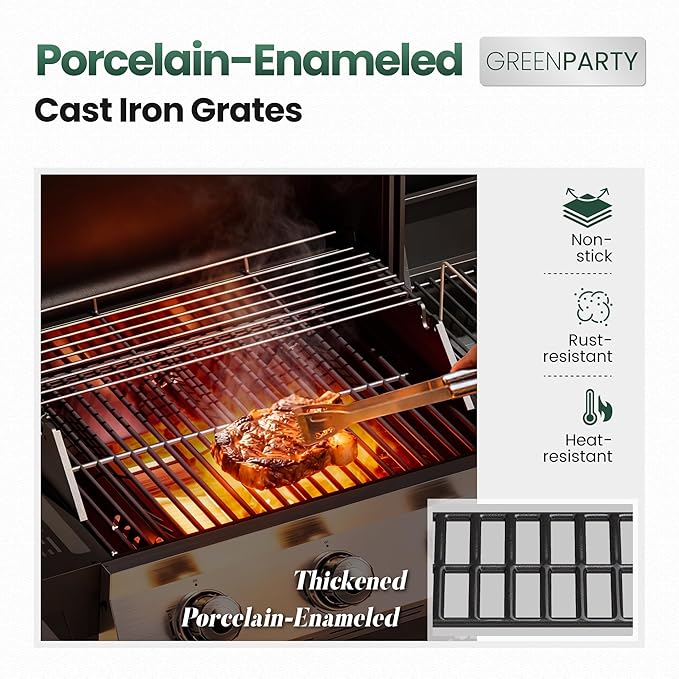 3-Burner Gas and Charcoal Grill Combo with Offset Smoker 30000 BTU Dual Fuel Grill 839 Sq. In. Cooking Area BBQ Grill Ideal for Outdoor Cooking Patio Backyard Balcony