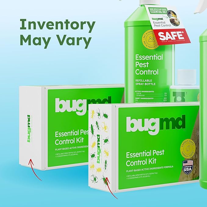 BugMD Bed Bug Spray Roach &amp Ant Killer Indoor Cockroach Treatment Pet Safe Plant-Based Pest Control for Home Kills Spiders Fleas Mites 64 oz Kit