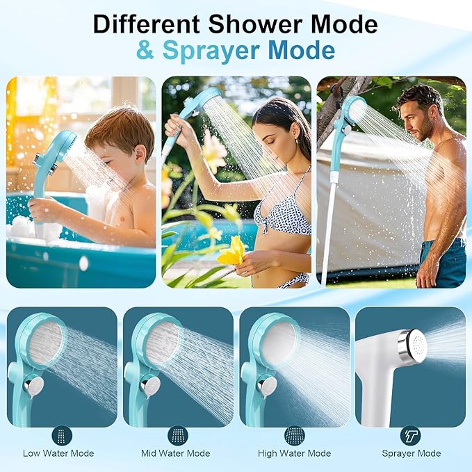 AUTOPkio Portable Camping Shower - Outdoor Camp Shower with Showerhead Sprayer &amp Rechargeable Battery Pump for Camping Travel Hiking Car Washing Pet Bath