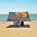 ALAZA Cat Kitten Astronaut Skateboard Beach Tent Sun Shelter UPF50+ Protection Beach Shade Canopy w/ 4 Sandbags for Outdoor Camping Fishing Backyard Fun Picnic 10x9 ft