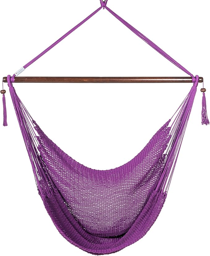 Large Caribbean Hammock Chair - 48 Inch - Polyester - Hanging Chair - Purple