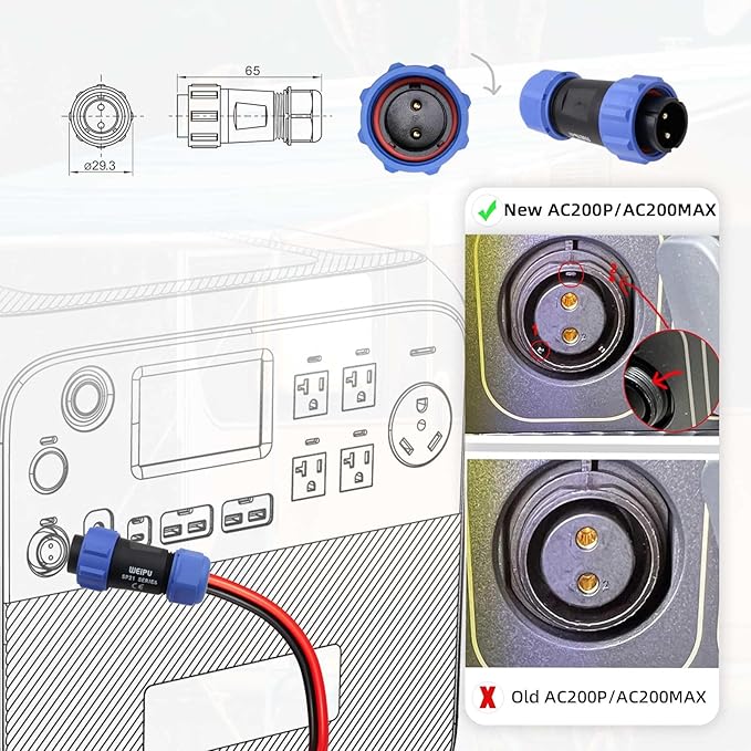 ELFCULB Aviation Plug to XT90 Cable 12AWG XT90 Female Connector to Aviation Male 12V Charing Cable Compatible with Portable Power Station AC200MAX/AC200P New 2-Pin(6FT)