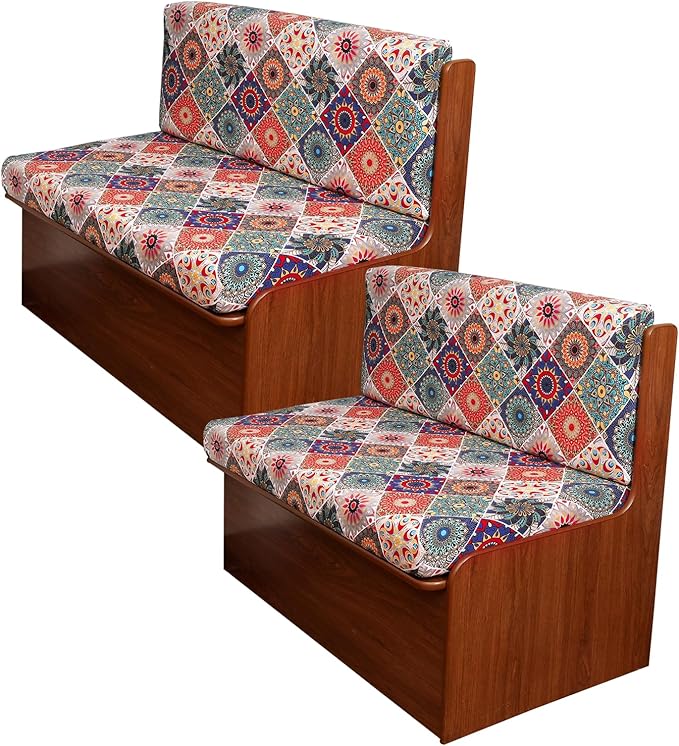 KRFOONN RV Dinette Cushion Covers - Stretch Camper Cushions - Replacement Couch Cushion Slipcovers - Washable Loveseat Slipcovers - Travel Trailer Couch - Includes 2 Backrest &amp 2 Bench Covers