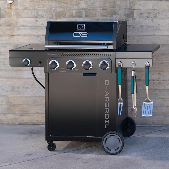 Charbroil Performance Series 4-Burner Gas Grill Cabinet with Side Burner Black - 463253925