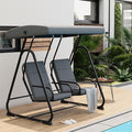 2-Person Patio Swing Chair with Adjustable Canopy - Heavy Duty Outdoor Swing Glider with Removable Cushions for Porch Garden Poolside &amp Backyard Relaxation Dark Grey