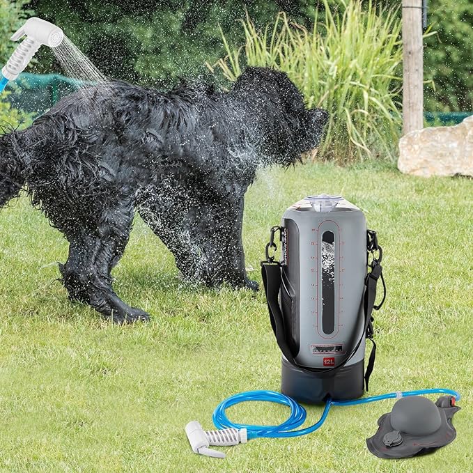 Portable Camping Shower 12L / 3gallon Solar Heating Camping Shower Portable Shower for Camping Portable Outdoor Shower Head for Camping Hiking Traveling with Camp Shower Sprayer