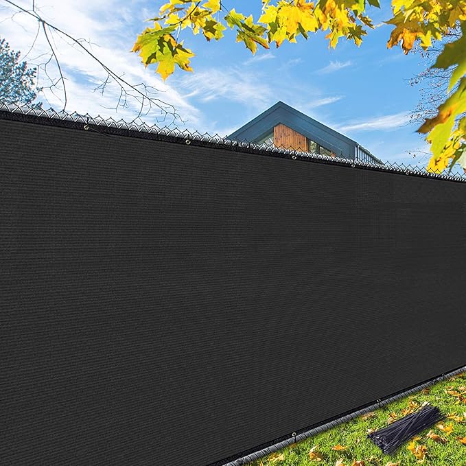 iCover 4x12ft Privacy Screen Fence Outdoor Fencing Panels Garden Windscreen Mesh Shade Sail Net Barrier Fence Privacy Screen Reinforced Bindings and Brass Grommets Cable Zip Ties Black
