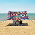 ALAZA Colorful Cute Owl Cartoon Beach Tent Sun Shelter Portable Canopy Sunshade for Outdoor Camping Picnics Backyard Fun 10x9 ft