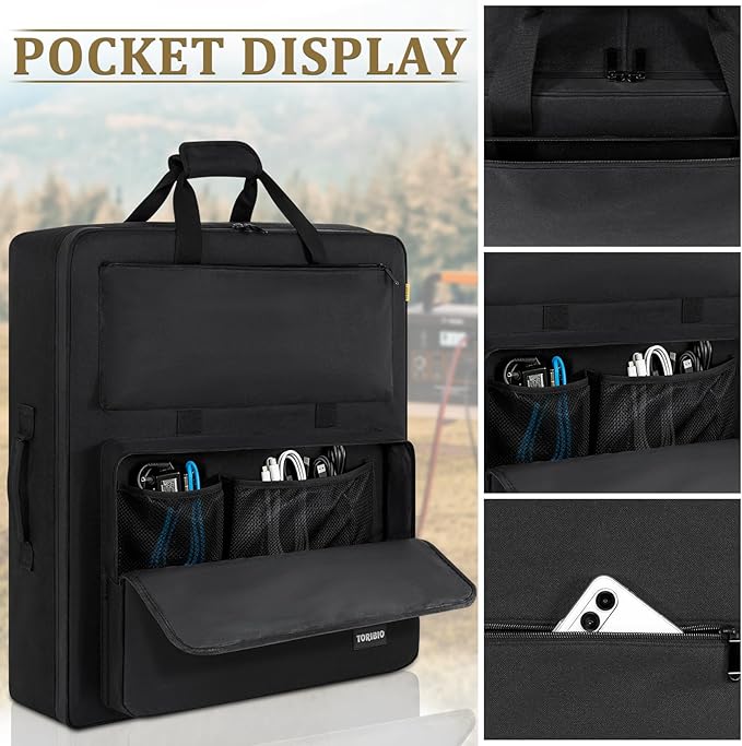 Solar Panel Travel Bag Portable Solar Panel Storage Bag Compatible with Jackery SolarSaga 100W 200W 100X Water-Resistant Protective Padded Carrying Case for 2 Panels for Outdoor Camping Travel