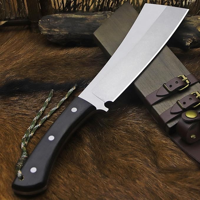 BA-KOR (Pioneer ) (14.6) DC53 steel 6mm thickened full Tang fixed knife+ Wooden sheath &amp(5.9IN) Cerium Igniter suitable for outdoor hunting cutting chopping camping obstacle removal explora