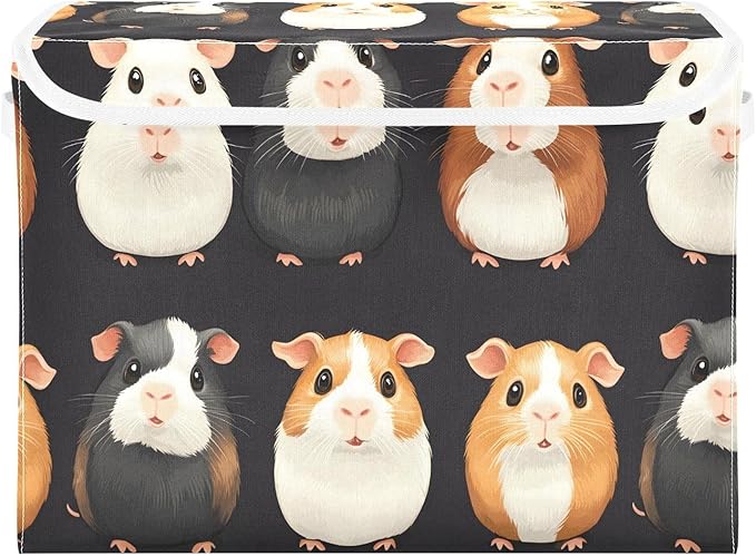 Storage Cube with Lid Cute Guinea Pig Print 16.5×12.6×11.8 IN Collapsible Large Capacity Foldable Storage Basket Bin Organizer