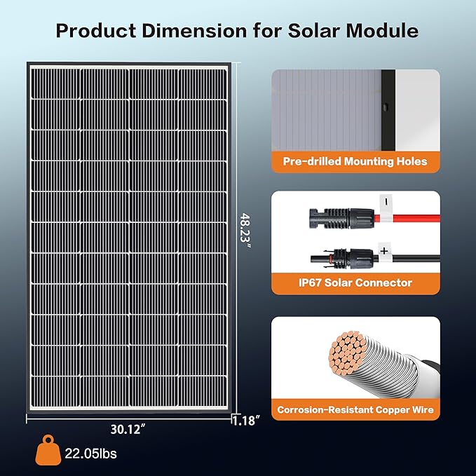 Bifacial 400 Watt Solar Panel N-Type 16BB 2PCS 200Watt Bifacial Solar Panels Monocrystalline 25% High Efficiency Solar Module for Home RV Battery and Off-Grid Applications