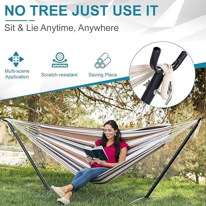 NChanmar Hammock Stand Portable 450lbs Capacity Heavy Duty Steel Frame Hammock Frame with Portable Carrying Case（Stand Only Weather Resistant 2-People 114in X 48in X 45in