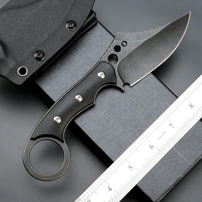 C1116 Fixed Blade KnifeD2 Steel Blade +G10 Handle Outdoor Survival Camping Claw Knife with Kydex Sheaths(Black) …