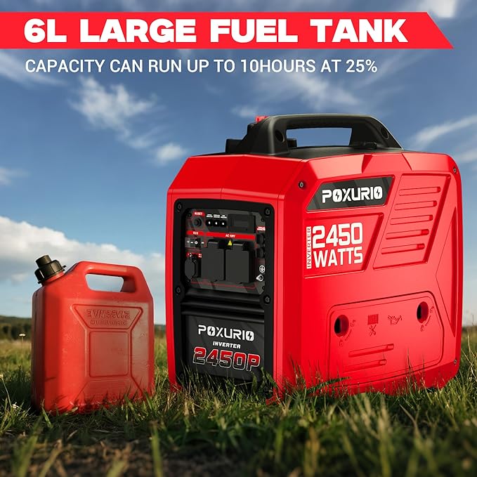 2450 Watt Inverter Generator 120V Gas Powered Generator Super Quiet RV Ready/EPA for RV Camping and HomeRed