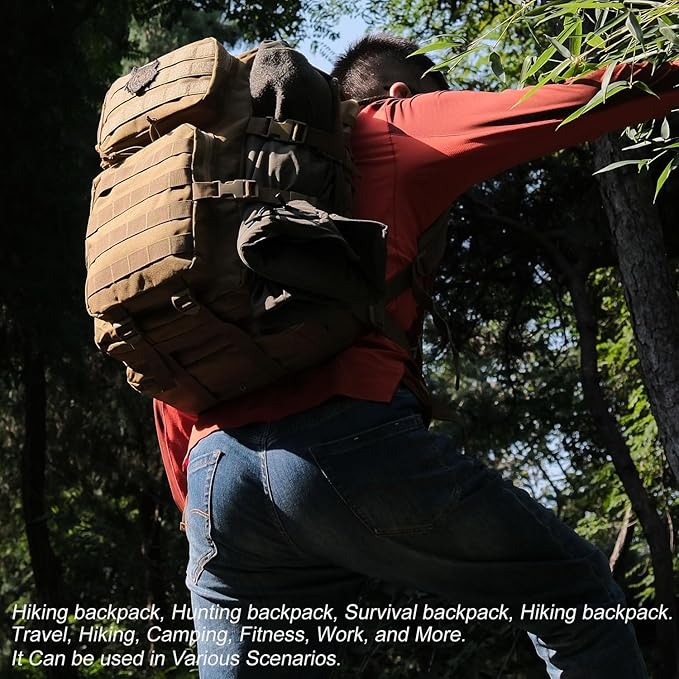 45L Tactical Backpack for Men Women Military Assault Pack with MOLLE Large 3 Day Bug Out Bag for Hiking Camping