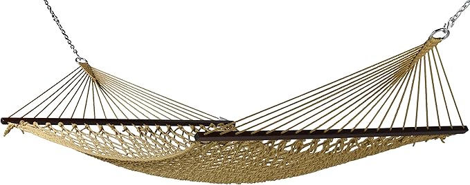 Rope Hammock and Tri Beam Stand (Tan Hammock and Black Stand)