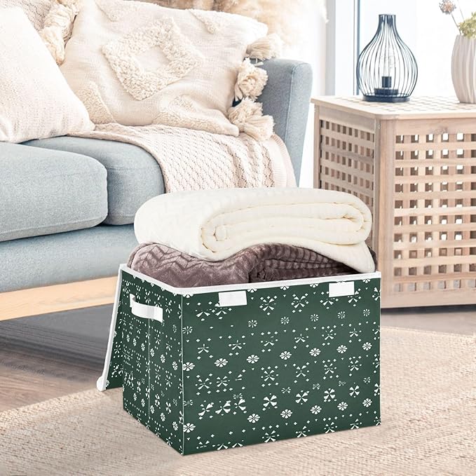 St. Patrick's Pattern Fabric Storage Bins with Lids and HandleFoldable Storage Bins with LidsCloset Organizers for Clothes Storage Room Organization Office Storage Chest Organizer