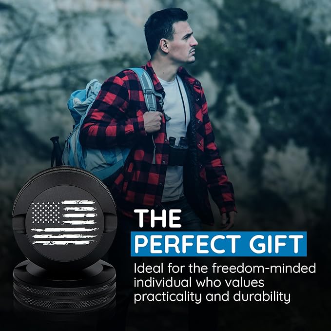 Premium Pouch Container | Zyn Metal Can | Moisture &amp Odor Proof Snus Can | Zyn Accessories | Laser Engraved American Flag Design