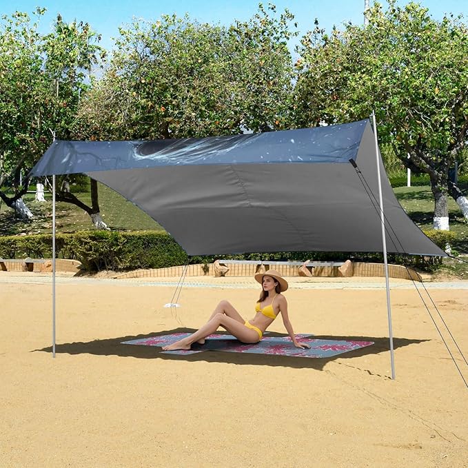 Game Anime Winter Playroom Foldable Beach Cabana UPF50+ Protection Waterproof Portable Sun Shelter with Sturdy Poles Sandbags and Shovel for Camping Picnics Backyard