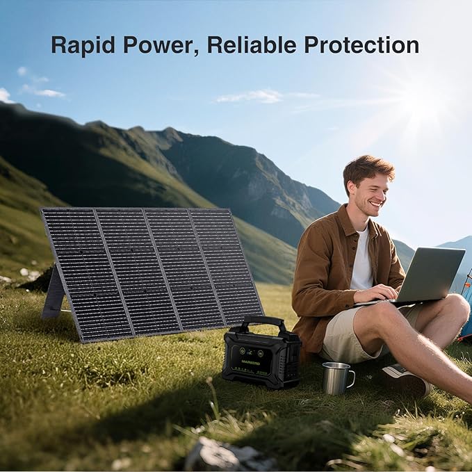 MARBERO 200W Portable Solar Panel for Power Station IP68 Waterproof 200 Watt Foldable Solar Charger &gt23% High Efficiency Compatible with Solar Generator for Camping RV Outdoor Cloudy