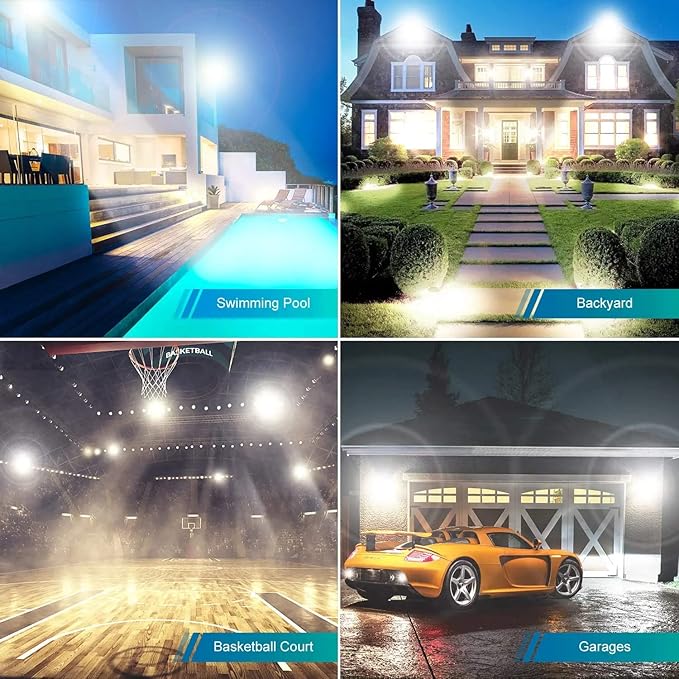 YANYCN 2 Pack 800W LED Flood Light Outdoor3750W Equivalent Super Bright FloodLight with Plug88500LM 5000K Daylight White IP66 Waterproof Commercial Lighting for Sports FieldsCountsArenaStadium