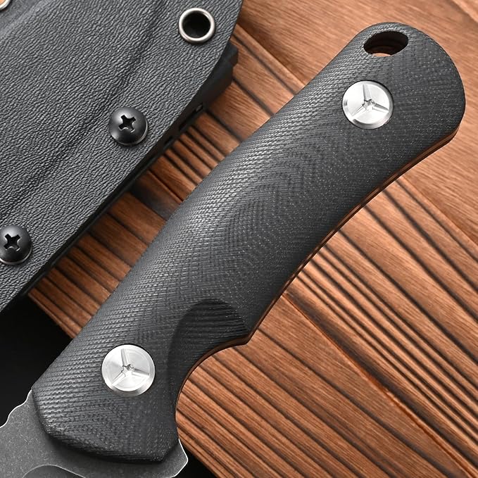 FF109 Fixed Blade Knife 14C28N Black Stonewashed Steel G10 Handle Full Tang Knife with Kydex Sheath for Outdoor Camping Hunting Working (Black)