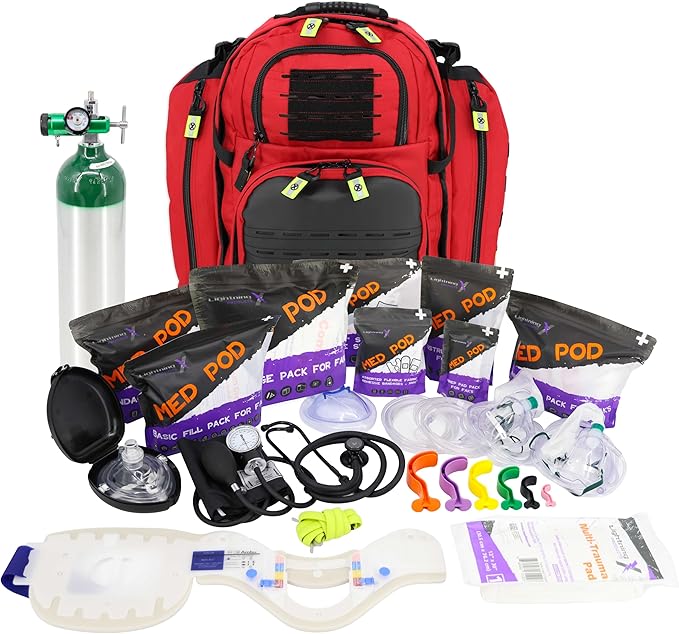 Lightning X TacMed Modular ALS O2 Trauma Backpack w/Advanced Stocked Fill Kit D