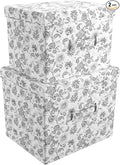 Martha Stewart Essential Collapsible Stackable Decorative Home Storage Organization With Lidded Tops Set of 2 Nesting Boxes with Lids Bedford Floral