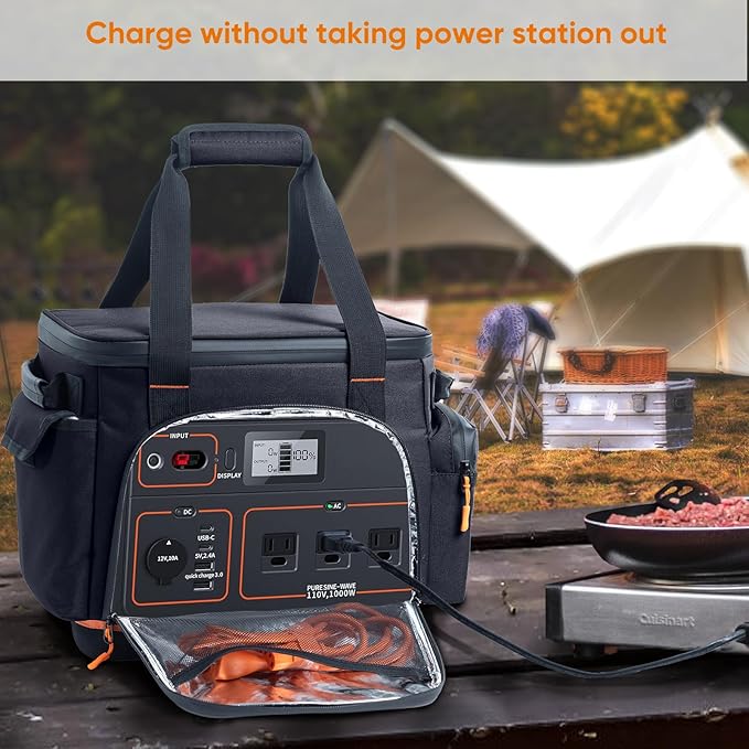 Travel Carrying Case Compatible with Jackery Explorer 1000 Portable Power Station Storage Case with Water- proof Bottom and Pocket for Jackery Accessories Solar Generator Storage Bag Only