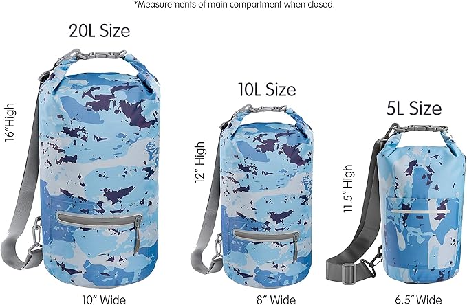Skog Å Kust DrySak - Roll Top Waterproof Bag for Travel &amp Outdoors - 5 10 &amp 20 Liter sizes