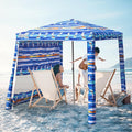Jihfmo Beach Cabana 6.2'×6.2' Beach Canopy with Side Wall UPF 50+ UV Protection Easy Setup Tent Sun Shelter with Sand Pockets for Whole Family(Summer Sailboat)