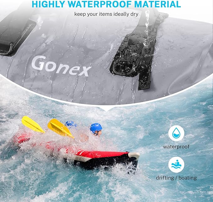 Gonex 40L 60L 80L Extra Large Waterproof Duffle Travel Dry Duffel Bag Heavy Duty Bag with Durable Straps &amp Handles for Kayaking Paddleboarding Boating Rafting Fishing