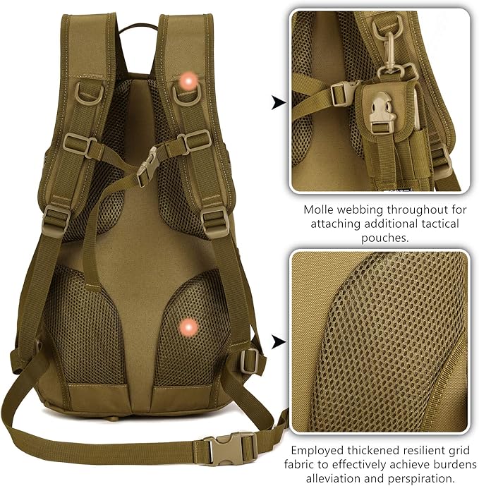 Protector Plus Tactical Motorcycle Backpack Small Military Cycling Pack Bug Out Bag (Patch Included)