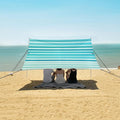 ALAZA Teal Blue Stripes Beach Tent Sun Shelter Portable Canopy Sunshade for Outdoor Camping Picnics Backyard Fun 10x9 ft