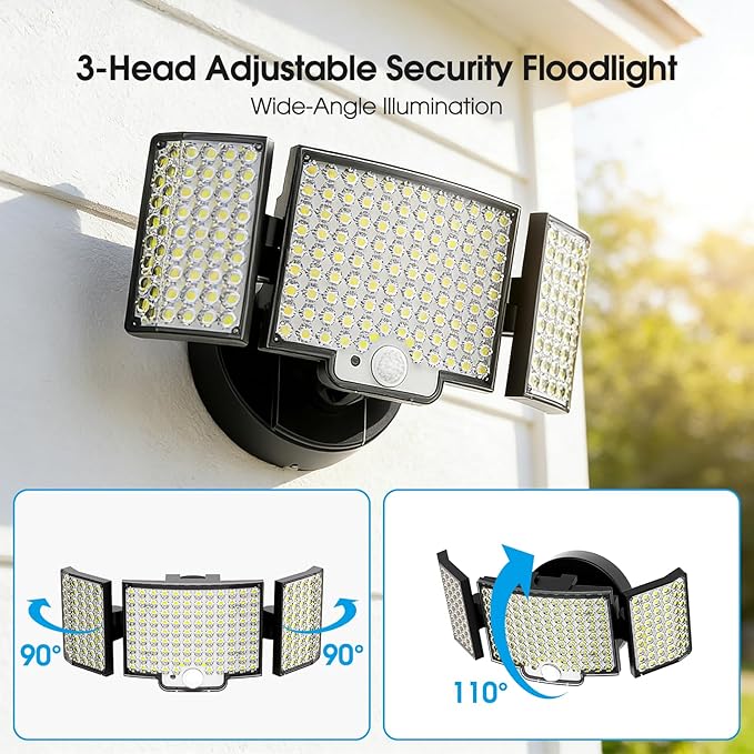 Motion Sensor Outdoor Light Hardwired 45W 7500LM Security Flood Lights Motion Detector Dusk to Dawn Light IP65 Waterproof 220 LEDs Floodlight with Remote Control for Garage Yard Porch