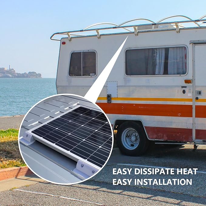 Solar Panel Mounting Brackets Kit 7PCS RV Roof Mounts No Drill Caravans Campervans (White)