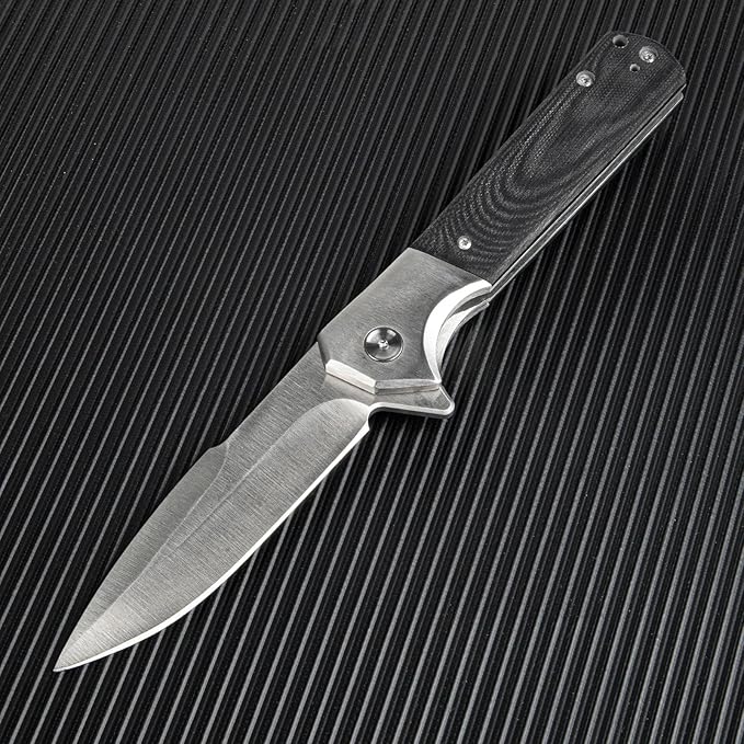 Pocket Knife for Men with D2 Steel Blade &amp G10 Handle - 4 Edge EDC Tool for Camping Hiking Travel and Daily Carry Ideal Gift for Outdoor Enthusiasts
