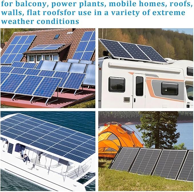 2 Set Adjustable Solar Panel Tilt Mount Bracket Aluminum Alloy Solar Panel Mounting Support up to 50 70 100 150 200 300 400 Watt Solar Panel for Flat Surface Roof RV Boat Off-Grid (Mount Only) Silver