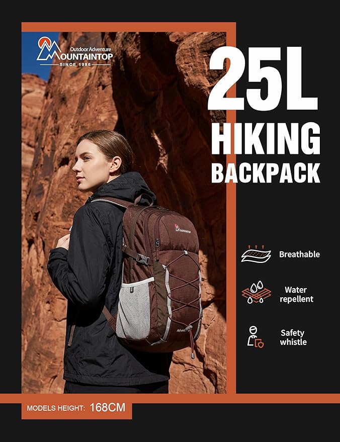 MOUNTAINTOP 25L Hiking BackpackLightweight Travel Backpack for Men Women Outdoor Backpacking Camping