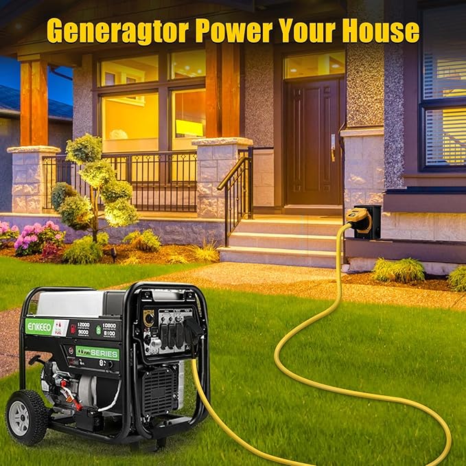 50 Amp Generator Cord with Pre-Drilled Power Inlet Box Real Heavy Duty STW 6/3+8/1 AWG125V/250V NEMA 14-50P to SS2-50R Generator Extension Cord with Extra Hose Storage BagETL Listed (15FT)