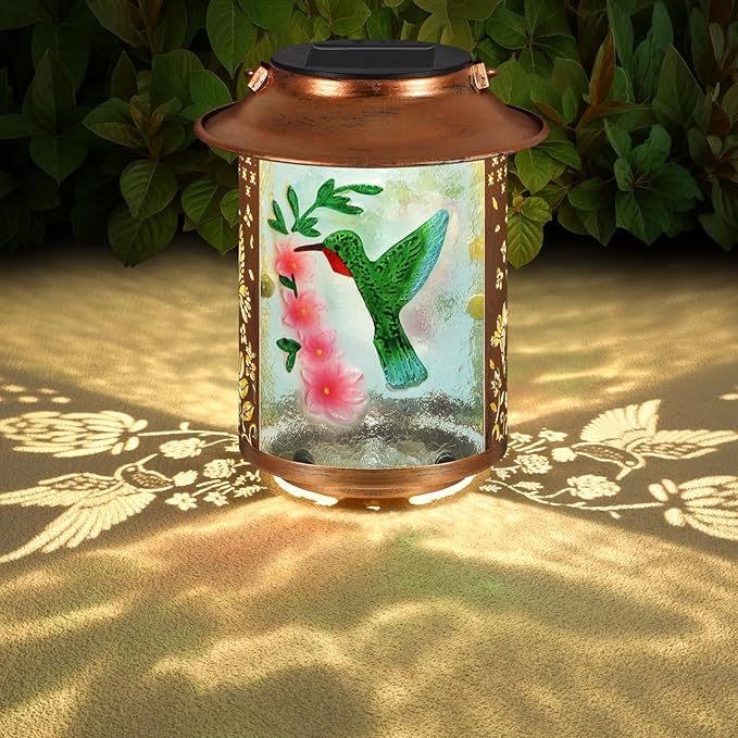 Solar Lanterns Outdoor WaterproofBirthday Gifts for Women Mom Grandma Garden DecorHanging Solar Lights Wall Mount Decorations for YardFront PorchPatioLawn Pathway Landscape(Hummingbird)