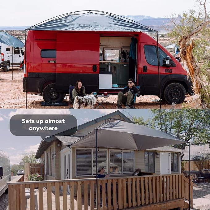 MoonShade Portable Vehicle Awning Extra Large 12' x 9' Lightweight Canopy for Trucks SUVs Vans Campers &amp Outdoor Adventures (Shadow Blue XL)