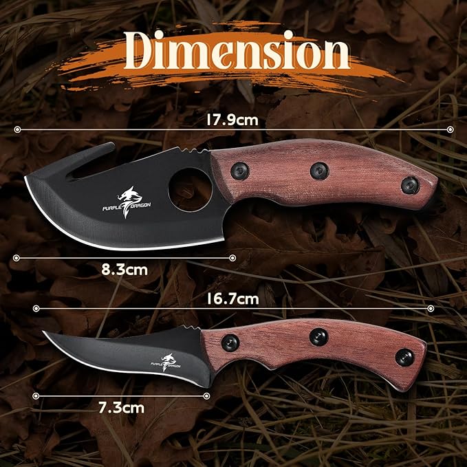 Purple Dragon Fixed Blade Outdoor Knives Set Bundle with a Multi-Tool Camping Axe with Pick High Carbon Steel Specialist and Precision Knife Field Utility Kit Christmas Gifts for Men