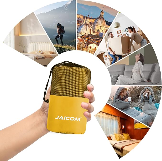 JAICOM Sleeping Bag Liner Travel Sheets &amp Adult Sleep Sack Ultralight and Portable Summer Sleeping Bag - Ideal for Backpacking Hotels and Hostels Business Trips Camping
