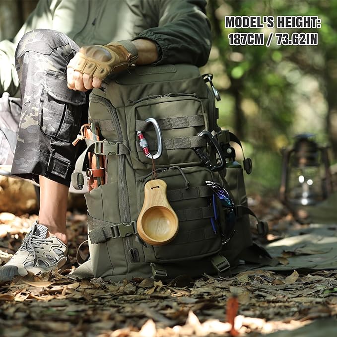 45L Tactical Backpack Military Molle Backpack with 17 Laptop Compartment Survival Large Hiking Travel Rucksack for Outdoors
